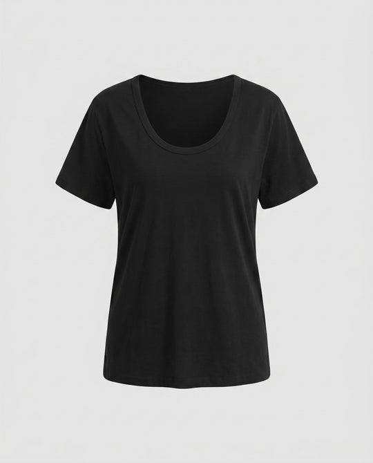 Damen nan weit geschnittenes Baumwollshirt mit Rundhalsausschnitt und Kurzarm R&B