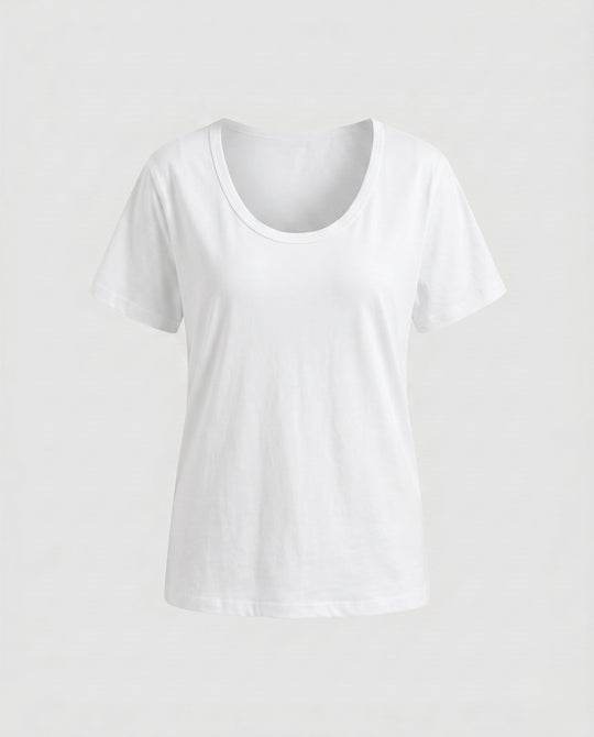 Damen nan weit geschnittenes Baumwollshirt mit Rundhalsausschnitt und Kurzarm R&B