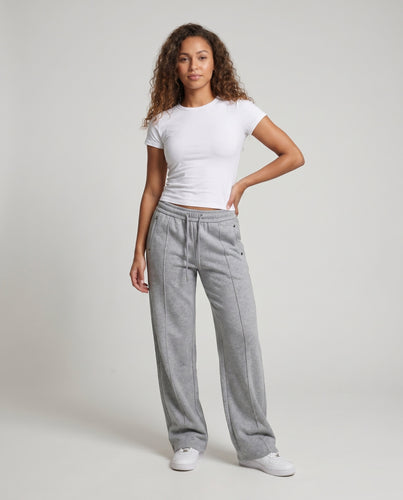 Damen nan weite Jogginghose aus angerautem Sweatstoff mit elastischem Bund, Kordelzug und Eingrifftaschen R&B