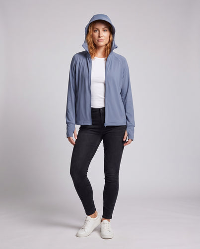 Damen sportliche UV-Schutzjacke mit verstellbarem Kapuzenkragen R&B