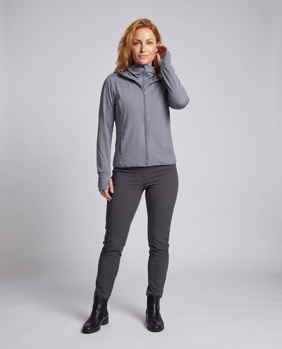 Damen UV-Schutz Sportjacke mit verstellbarer Kapuze und hochschließendem Kragen R&B
