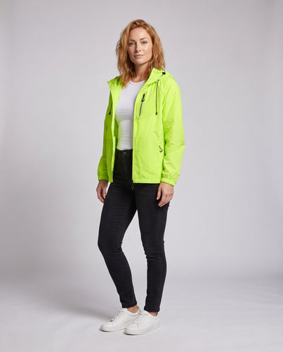 Damen hochfunktionale Windjacke mit reflektierenden Elementen und verstellbarem Kapuzendesign R&B