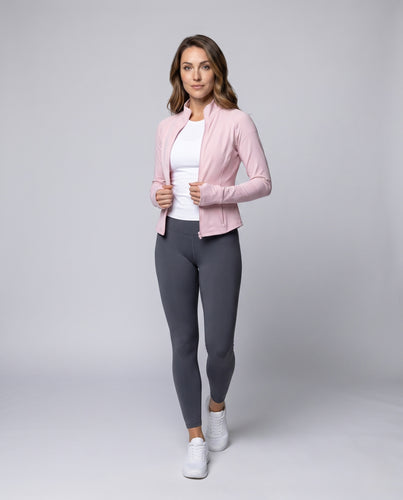 Damen körpernahe Sportjacke mit hohem Kragen und Daumenlöchern R&B