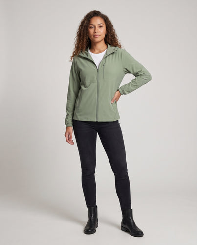 Damen leichte Outdoor-Jacke mit atmungsaktiven Einsätzen und verstellbarem Kapuzendesign R&B