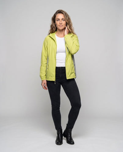 Damen leichte Wetterjacke mit verstaubarem Kapuzenkragen R&B