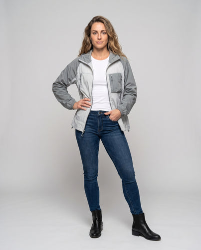 Damen leichte Windbreaker-Jacke mit praktischen Taschen R&B