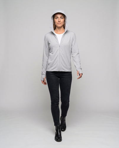 Damen Sportjacke mit multifunktionalem Kapuzendesign und atmungsaktiven Einsätzen R&B