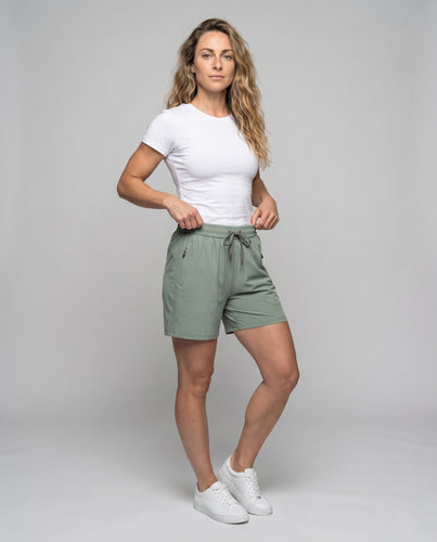 Damen Sportliche Beachshorts mit elastischem Bund und Reißverschlusstaschen R&B