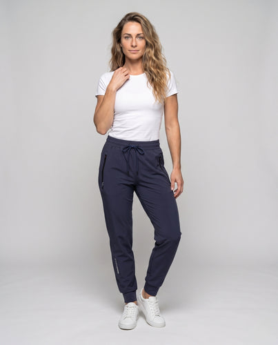 Damen Sportliche Fitnesshose mit elastischem Bund und praktischen Reißverschlusstaschen R&B