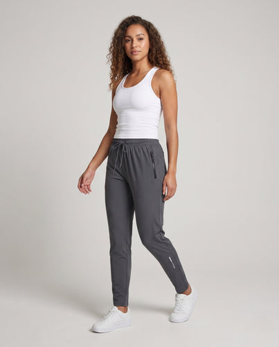 Damen sportliche Multifunktionshose mit elastischem Bund und praktischen Reißverschlusstaschen R&B