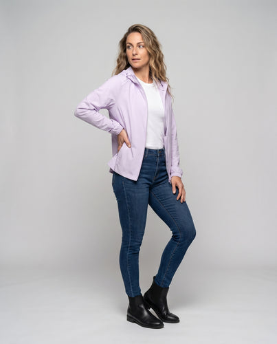 Damen technische Laufjacke mit atmungsaktivem Material und verstellbarem Kapuzendesign R&B