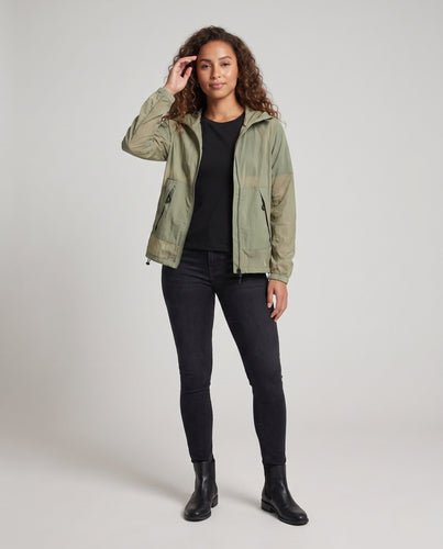 Damen ultraleichte Outdoor-Jacke mit verstaubarer Kapuze R&B