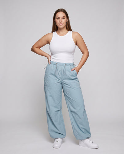 Damen weit geschnittene Freizeithose mit verstellbarem Bund und Taschen R&B