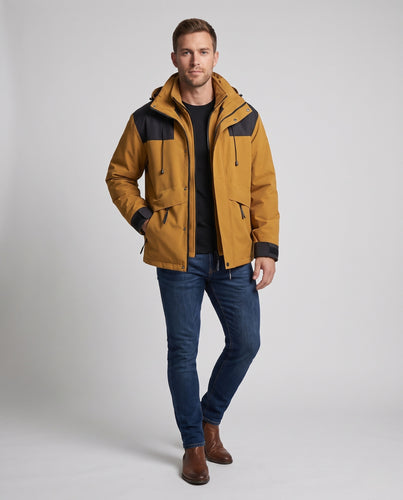Herren wasserfeste Funktionsjacke mit verstellbarem Kapuzendesign und atmungsaktiven Einsätzen R&B