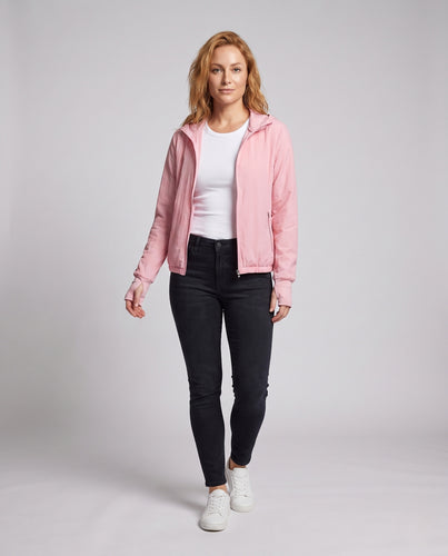 Damen nan ultraleichte Kapuzenjacke mit hohem Kragen und Daumenloch R&B