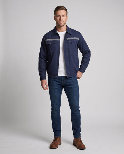 Herren nan belüftete Arbeitsjacke mit abnehmbaren Lüftermodulen, Powerbank-kompatibel und reflektierendem Rückenriegel R&B