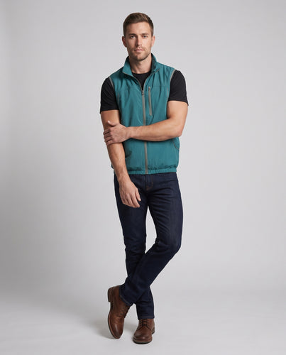 Herren nan multifunktionale ärmellose Outdoor- und Arbeitsweste mit wasserabweisender Membran, schräger Brusttasche und elastischem Saum R&B