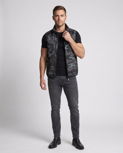 Herren nan ultraleichte winddichte Laufweste mit Tarnmuster und reflektierenden Details R&B
