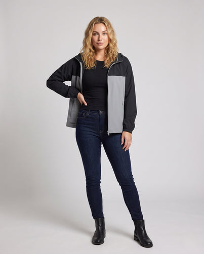 Damen leichte Outdoor-Jacke mit verstaubarem Kapuzen-Design R&B