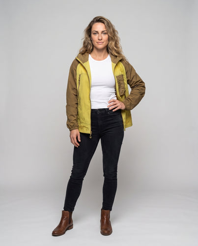 Damen technisch-funktionale Allwetterjacke mit verstellbarer Kapuze R&B