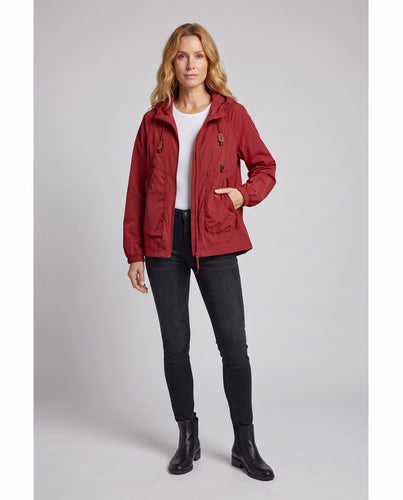 Damen ultraleichte Outdoor-Jacke mit verstellbarem Kapuzenkragen R&B