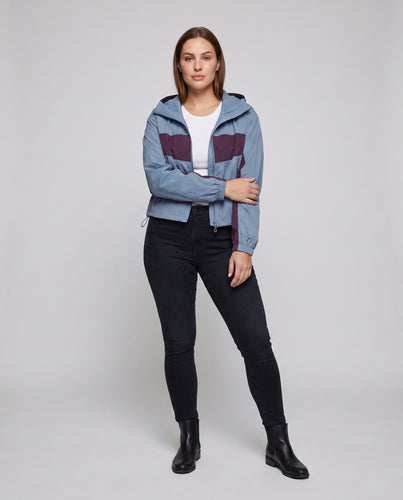 Damen Kurze Multifunktionale Outdoor-Jacke mit Kapuze R&B