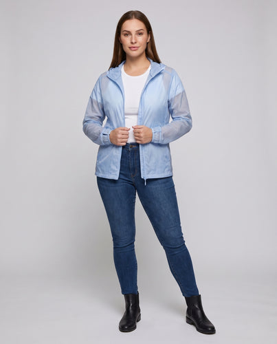Damen Leichte Outdoor-Windjacke mit verstellbarer Kapuze und atmungsaktivem Material R&B