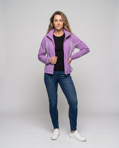 Damen leichte Windbreaker-Jacke mit atmungsaktivem Material und verstellbarer Kapuze R&B