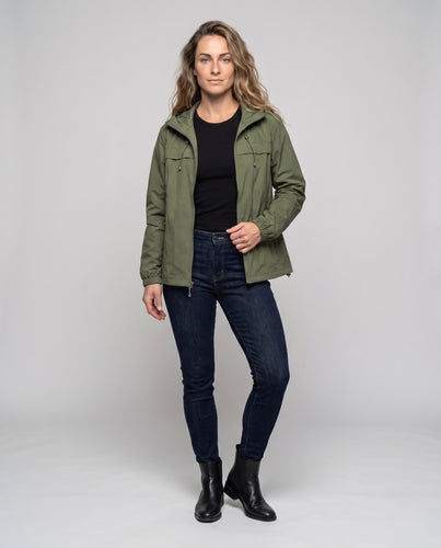 Damen Leichte, winddichte Sportjacke mit verstellbarer Kapuze R&B