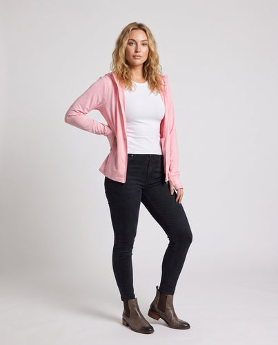 Damen nan atmungsaktive Sonnenschutz-Kapuzenjacke mit Mesh-Innenfutter, Reißverschlusstaschen und leichtem Stretch R&B