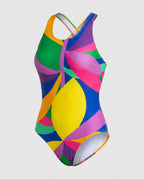 Damen Sportlicher Einteiler Badeanzug mit farbenfrohem Blütenmuster R&B