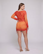 Damen Strandkleid mit transparentem GewR&Be und modischen Schnürdetails R&B