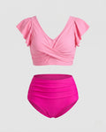 Damen Hochgeschnittenes Bikinioberteil mit Rüschen R&B