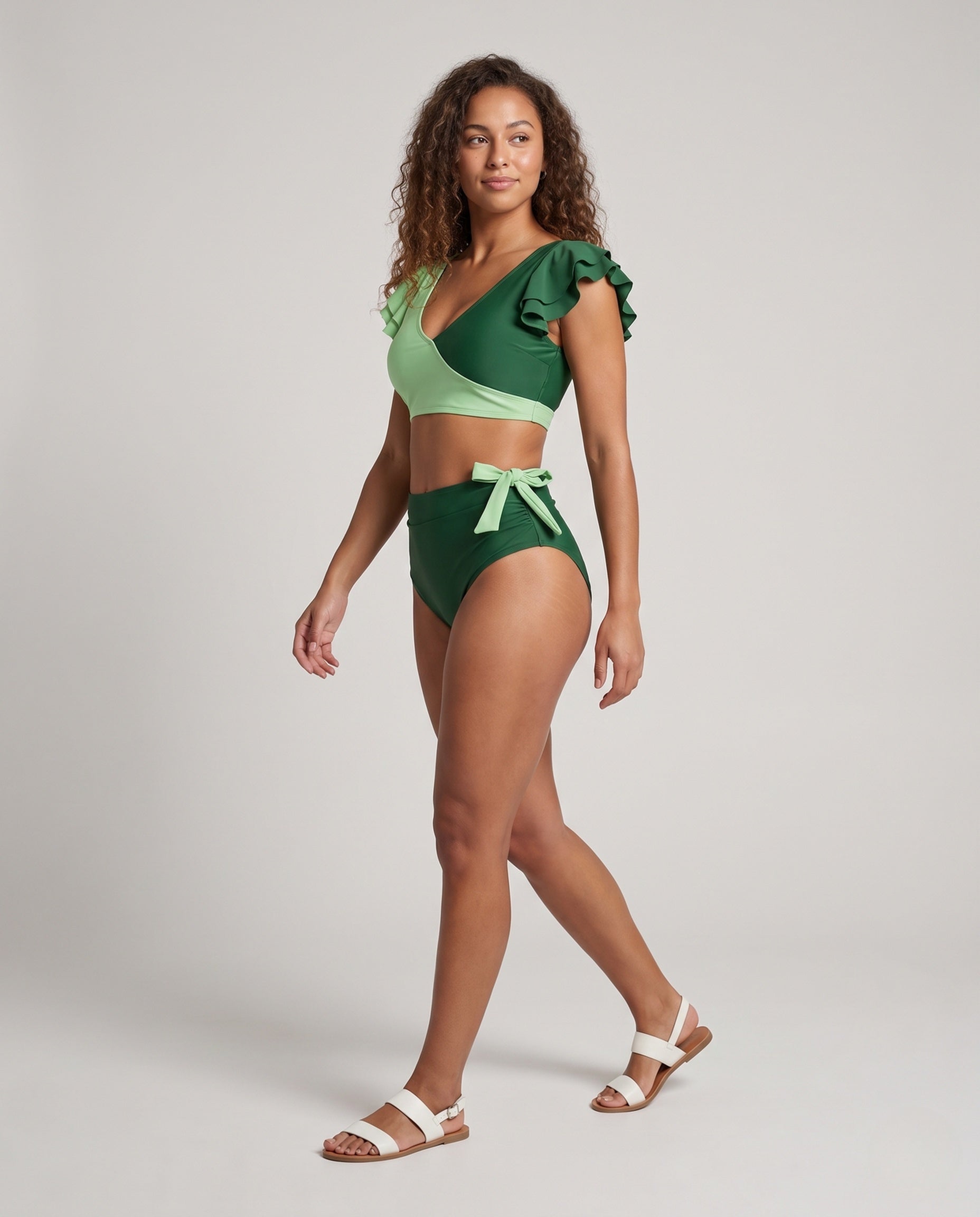 Damen Hochtailliertes Bikini-Set mit Rüschendetails R&B
