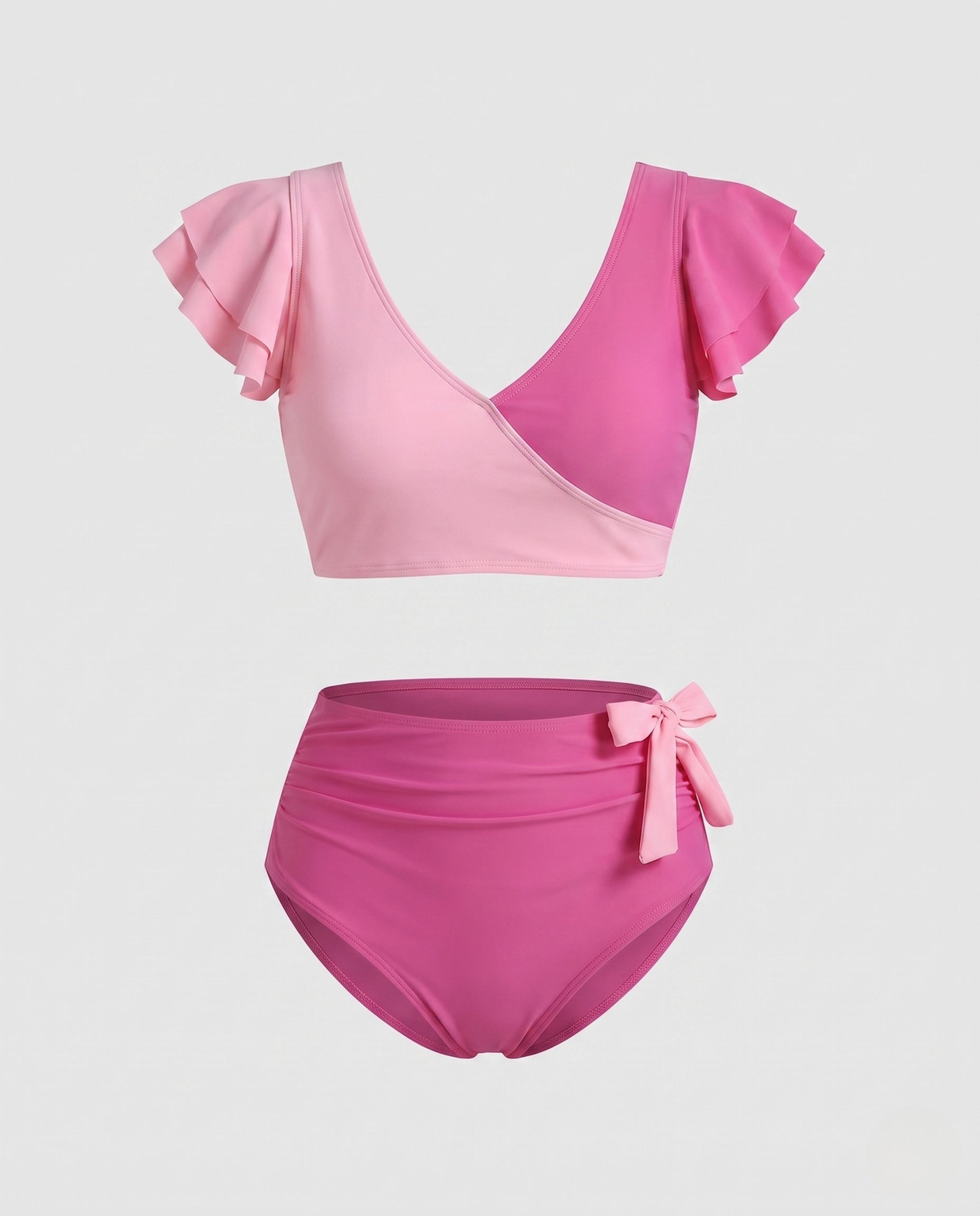 Damen Hochtailliertes Bikini-Set mit Rüschendetails R&B