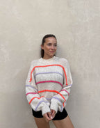 R&B | Übergroßer Pullover mit neonfarbenen Ziernähten