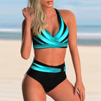 R&B | Push-Up Halter-Bikini-Set mit Hoher Taille für Damen
