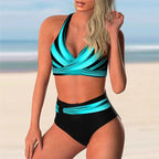R&B | Push-Up Halter-Bikini-Set mit Hoher Taille für Damen