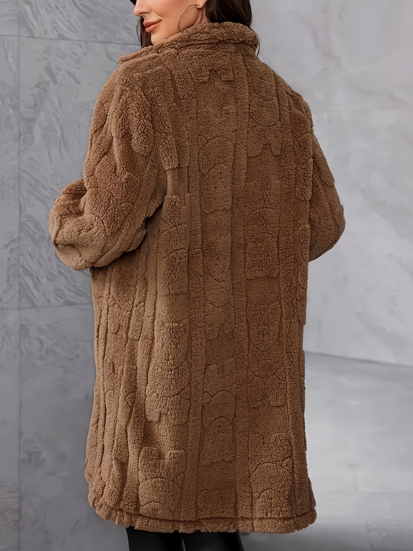 R&B | Langer Strickmantel mit Revers für Damen - Winter