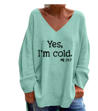 R&B | Damen Oversize-Pullover mit V-Ausschnitt & Muster