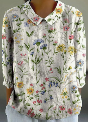 R&B | Sommerbluse mit Blumenmuster Elegante Kurzarmbluse für Den Alltag | Blusen für Festlich & Freizeit