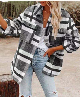 R&B | Warme Knopf Daunen Kariert Hemd Jacke - Winter