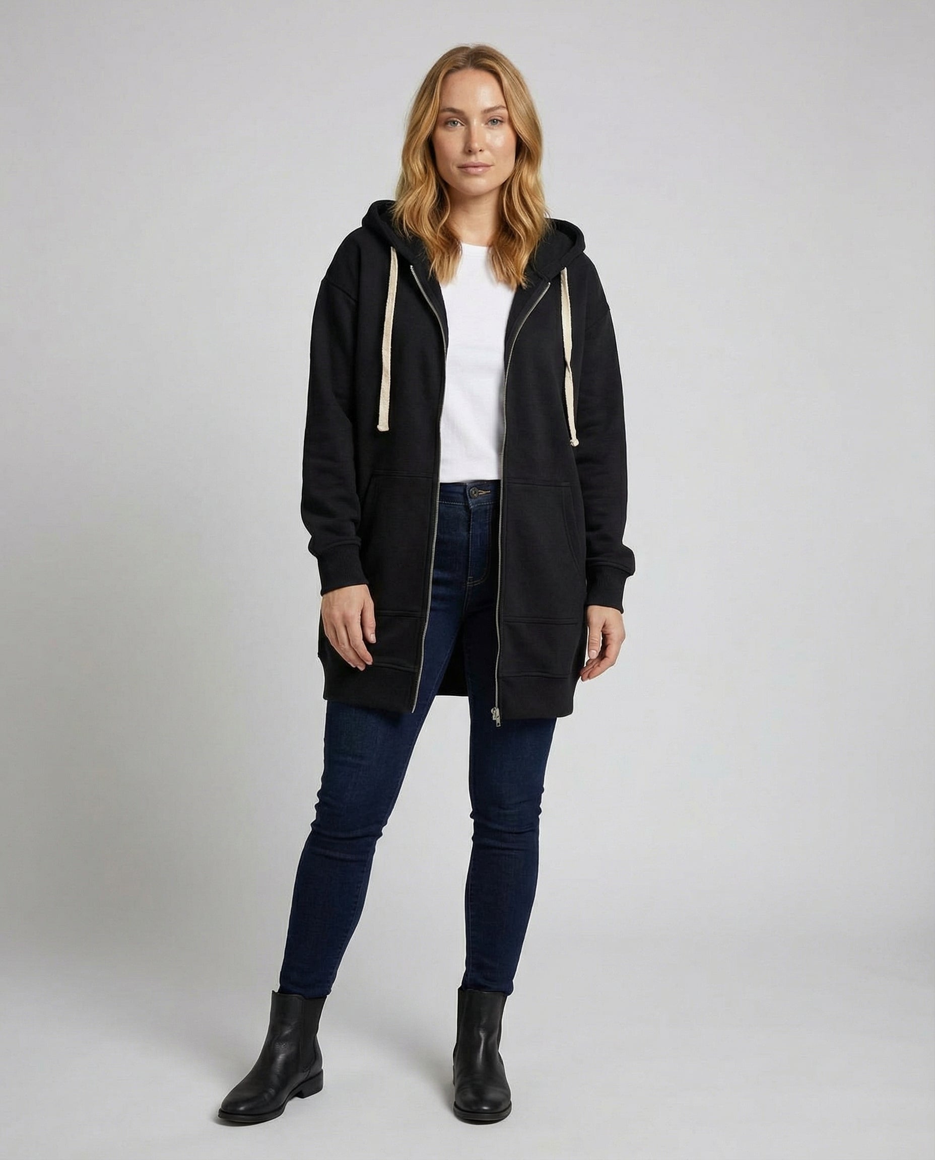 Knielanger Komfort Hoodie Damen | R&B