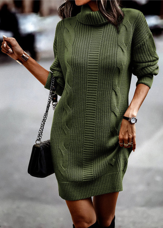 Damen Rippstrick-Pulloverkleid