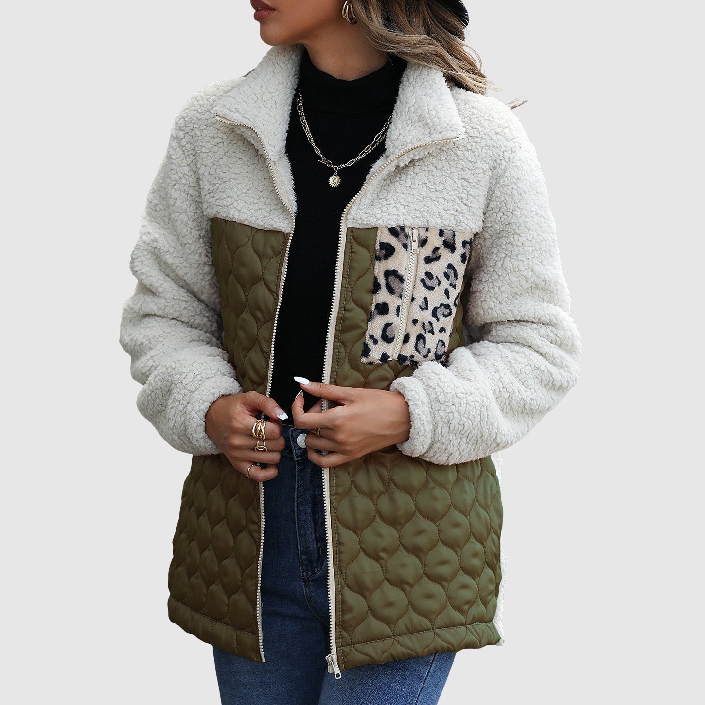 R&B | Plüsch Patchwork Frauen Winterjacke