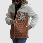 R&B | Fleece Relaxed Fit Jacke Gestepptes Patchwork-Fellbesatz-Jackett