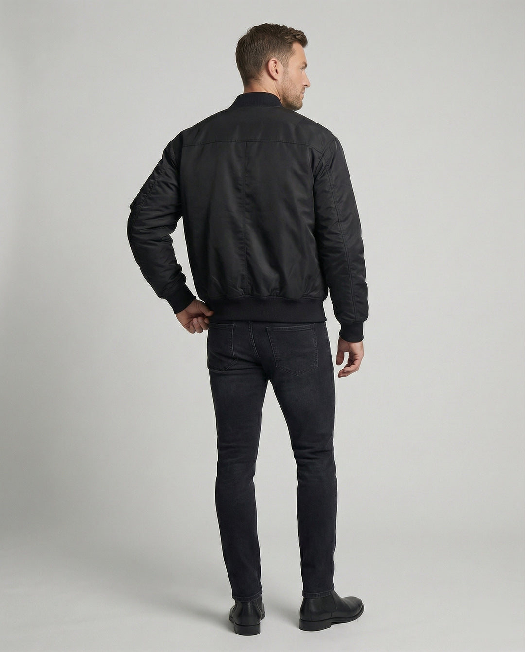 Herren Bomberjacke Gefüttert Winterjacke Schwarz Champagner Urban