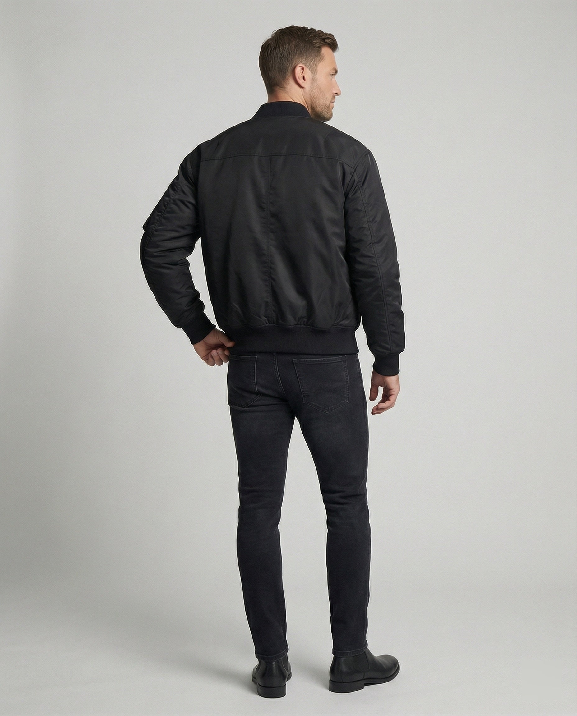 Herren Bomberjacke Gefüttert Winterjacke Schwarz Champagner Urban