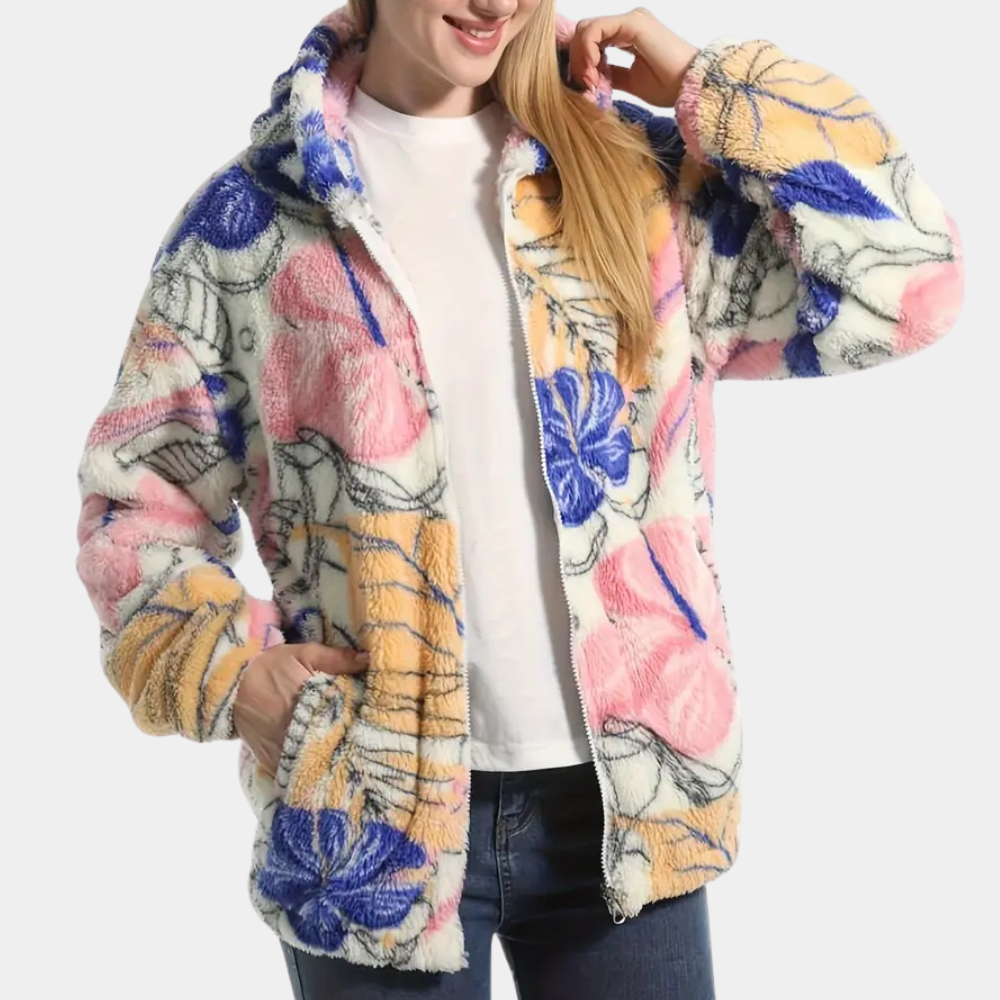 R&B | Blümchen Winterjacke mit Kapuze für Damen