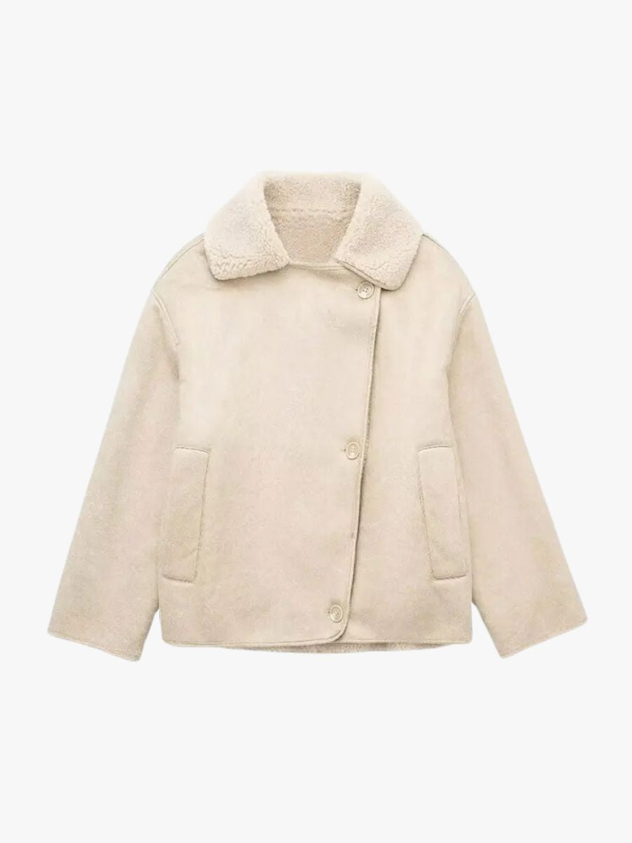 R&B | Stilvolle Jacke mit Kunstleder und Fleece Details